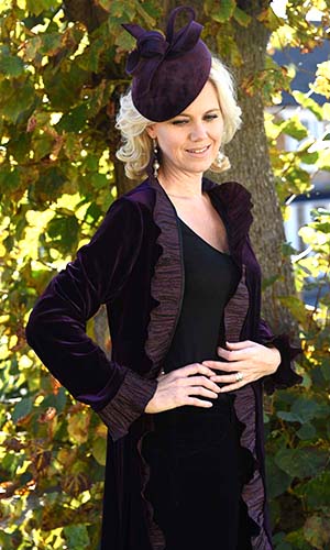 Perri Ashby Purple Velvet Ruffle Jacket