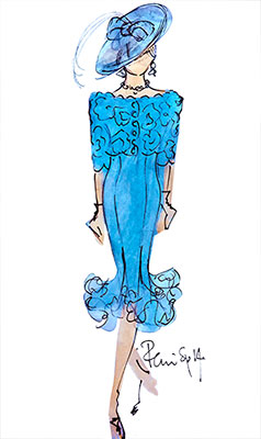 Perri Ashby Blue Dress Sketch